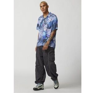 BDG Urban Outfitters Satin Zipper Detail Flight Baggy Cargo Jogger Pants Black L